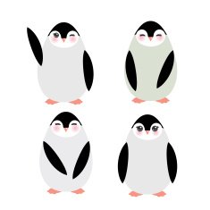 Funny penguins on white background Vector