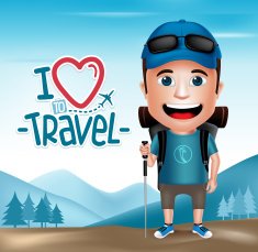 3D Realistic Tourist Man Character Wearing Hiker Outfit