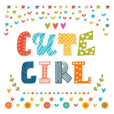 Cute girl card greeting card