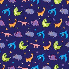 Vector Colorful Dinosaurs Rows Seamless Pattern Vibrant Stegosaurus Cute Pterodactyl