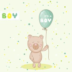 Baby Shower or Arrival Card - with Bear N5