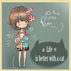 cute girl with cats