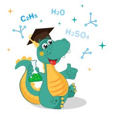 Funny dinosaur experimenting with Chemicals Cartoon vector illustrations