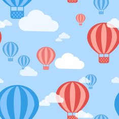 Vector Hot Air Balloon Seamless Pattern Background