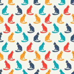 Animal seamless vector pattern of cat silhouettes N3