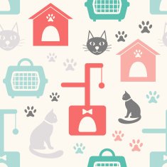 Animal seamless vector pattern of cat silhouettes N5
