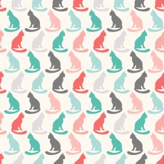 Animal seamless vector pattern of cat silhouettes N6