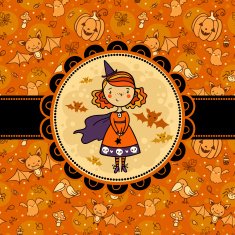 Halloween vector card with funny witch N2