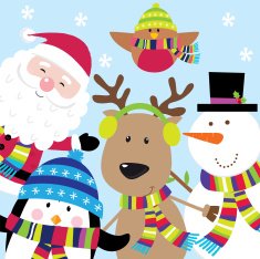 Holiday Card with Santa and Friends - Illustration N2