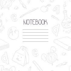 Back to school monochrome doodle notebook design and hand lettering