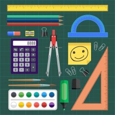 Flat design vector illustration school tools