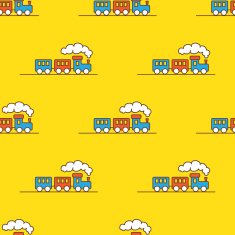 Vector cartoon toy seamless pattern Little steam train background
