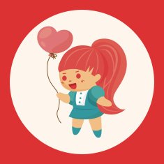 little kid with heart theme elements