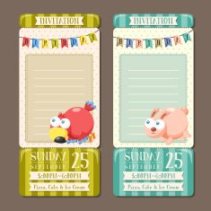 adorable animal character birthday party invitation