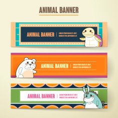 adorable cartoon animal banner collection set