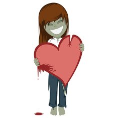 Zombie girl with a bloody heart N3