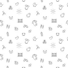 Vector baby or pregnancy seamless pattern Newborn black and white