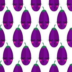 Seamless background with smiling eggplants