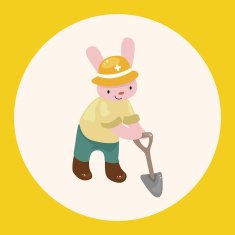 animal rabbit worker cartoon theme elements N3