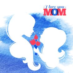 Card of Happy Mother's Day Beautiful mother silhouette with her N2