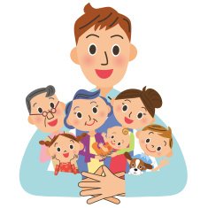 Father who hugs a family