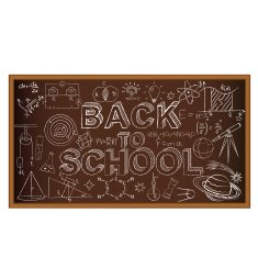Back to school chalk board Set of doodles on brown