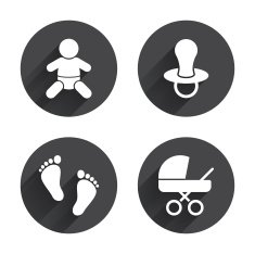 Baby infants icons Buggy and dummy symbols N10