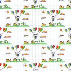 Happy boy fly with ballons N2