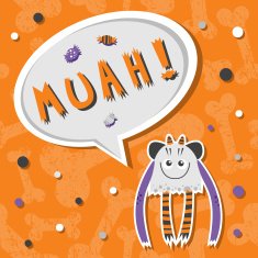 Halloween monster hungry for sweets with toothy smile Seamless pattern N3