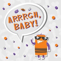 Halloween monster hungry for sweets with toothy smile Seamless pattern N5
