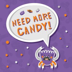 Halloween monster hungry for sweets with toothy smile Seamless pattern N6