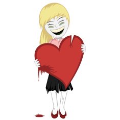 Zombie girl with a bloody heart N4