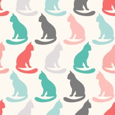 Animal seamless vector pattern of cat silhouettes N7