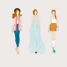 Hand drawn fashion models N7