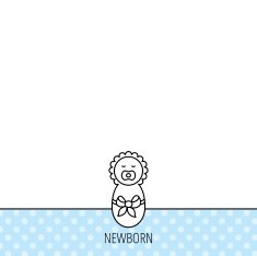 Newborn baby icon Toddler with bow sign N7