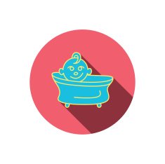 Baby in bath icon Toddler bathing sign N6