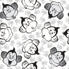 Seamless pattern with cute faces of monkeys