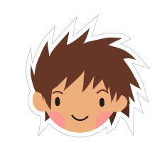 Cartoon boy head flat sticker icon