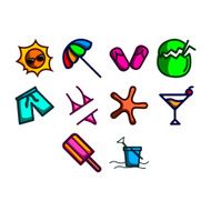 Summer season icon set