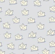 cute hand drawn paper ship seamless pattern outlines