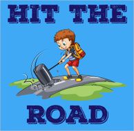 Boy hitting the road with hammer