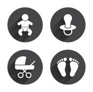 Baby infants icons Buggy and dummy symbols N11