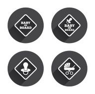 Baby on board icons Infant caution signs N18