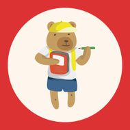 animal going to school cartoon theme elements