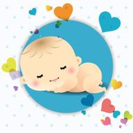 Baby shower card with sweet sleeping newborn baby