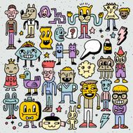 Cartoon wacky doodle colorful set 1 Vector illustration Hand drawn