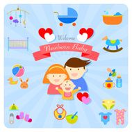 welcome newborn baby infographics happy family N2