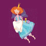 Tooth fairy flying with tooth