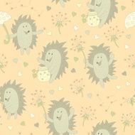 pattern with hedgehog and dandelion