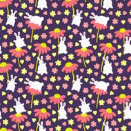 pattern with rabbits and flowers